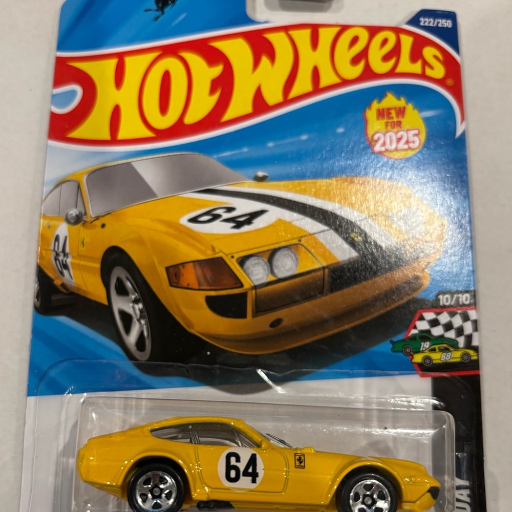 Hot Wheels Ferrari 365 GTB4 Competizione Yellow Toy Car